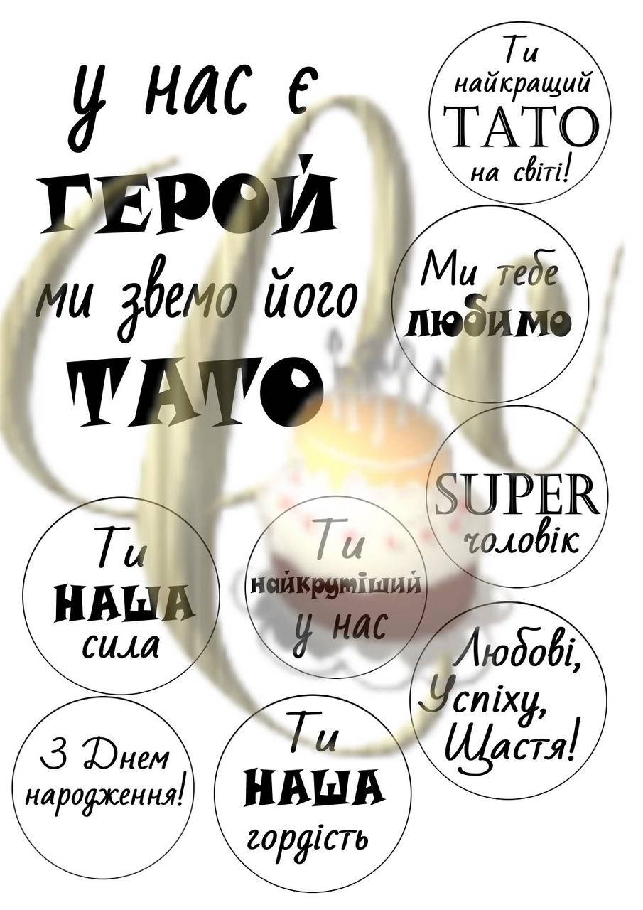 Печать вафельной (рисовой) картинки на торт для мужчин 
Печать вафельной (рисовой) картинки на торт для мужчин