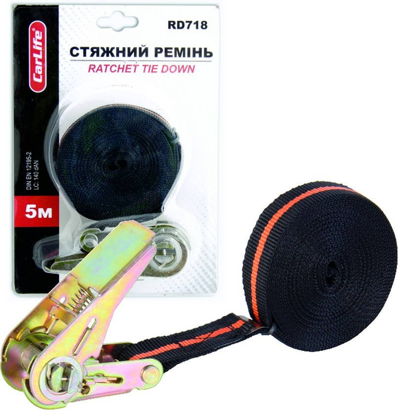 Стяжной ремень CARLIFE RD718 для крепления груза с храповым механизмом 5м x 25мм из полиэстра
Стяжной ремень CARLIFE RD718 для крепления груза с храповым механизмом 5м x 25мм из полиэстра