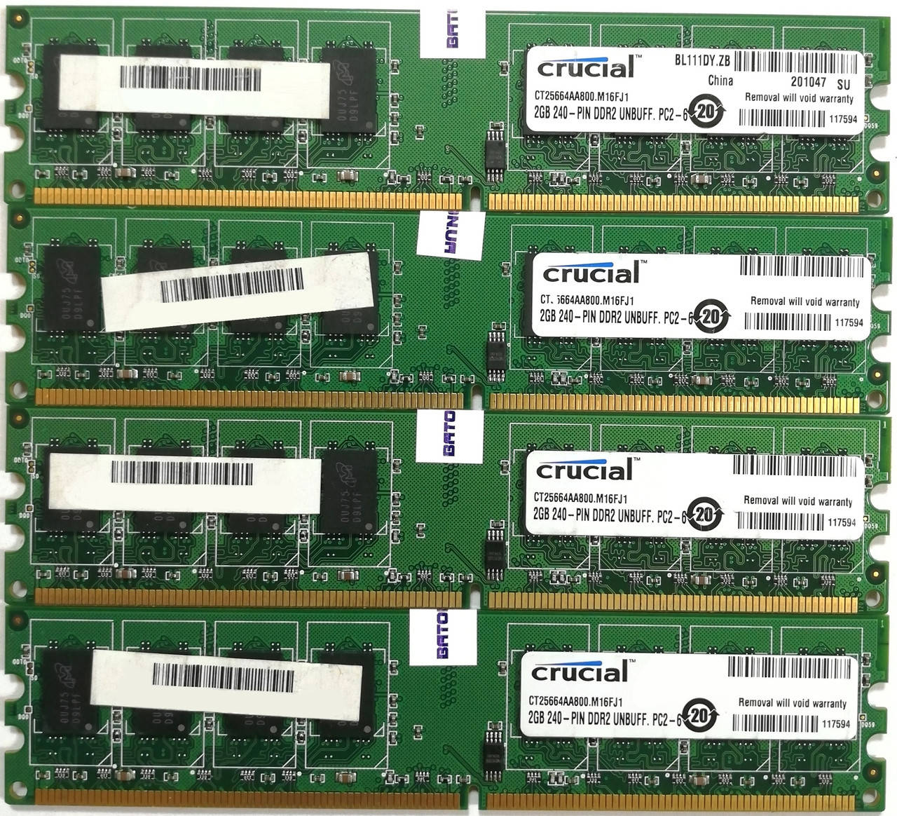 Комплект оперативной памяти Crucial DDR2 8Gb (4*2Gb) 800MHz PC2 6400U CL6 (CT25664AA800.M16FJ1) Б/У
Комплект оперативной памяти Crucial DDR2 8Gb (4*2Gb) 800MHz PC2 6400U CL6 (CT25664AA800.M16FJ1) Б/У