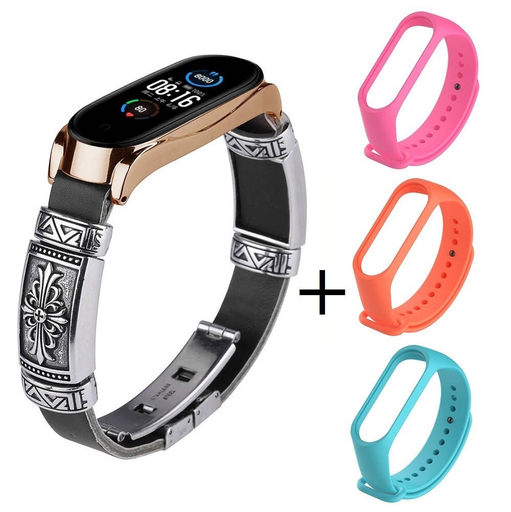 Ремешок винтажный для фитнес-браслета Xiaomi Mi Band 3 и 4 Type B Black-rose gold + 3 цветных ремешка
Ремешок винтажный для фитнес-браслета Xiaomi Mi Band 3 и 4 Type B Black-rose gold + 3 цветных ремешка