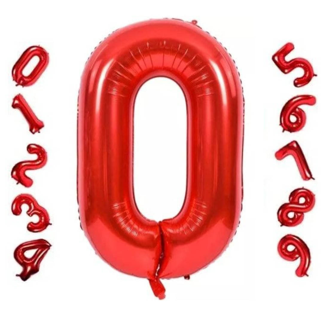 Фольгированная цифра 0 размер 100см | Красный