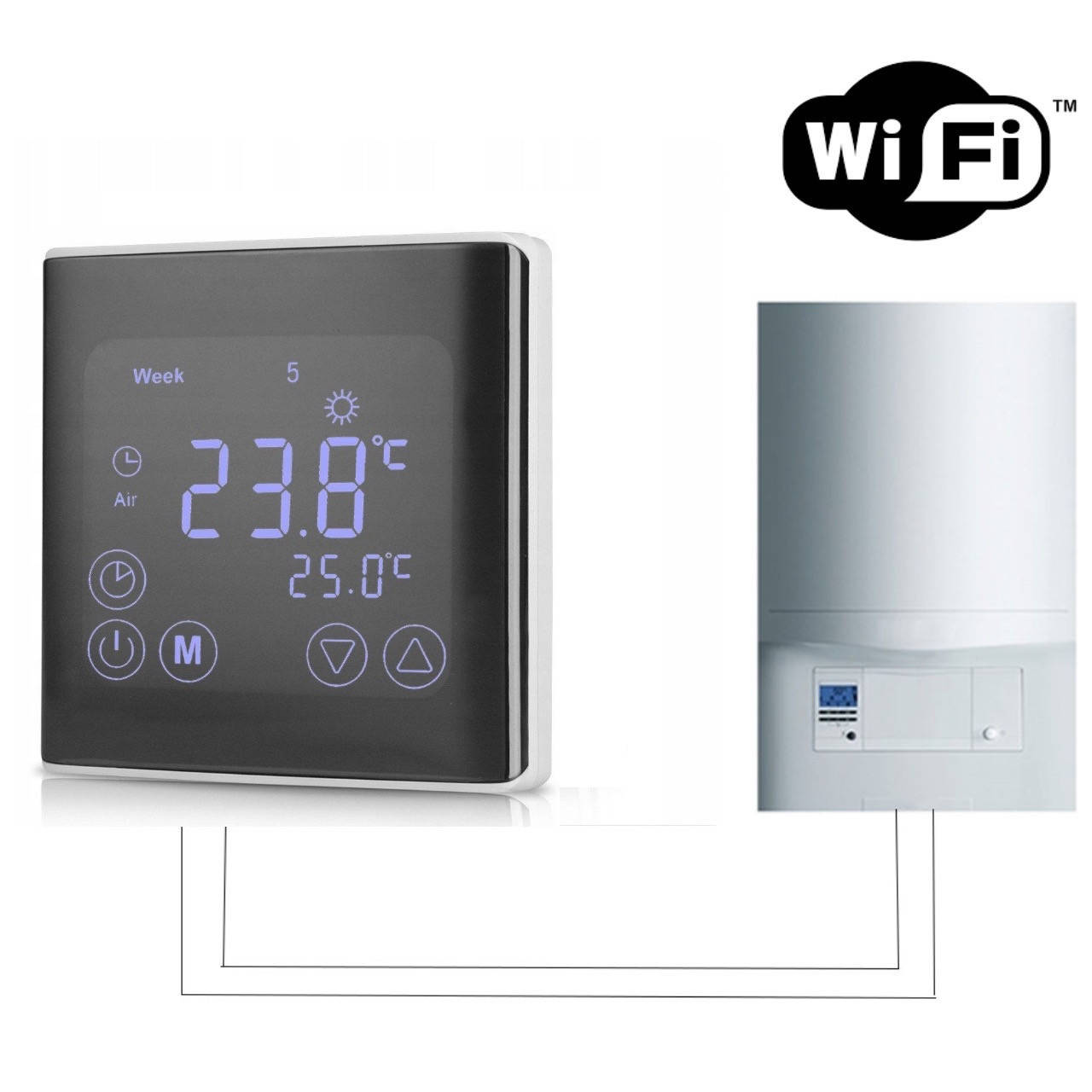 WI-FI терморегулятор Floureon C17 для котлов (газовых и електрических) и сервопрводов программируемый
WI-FI терморегулятор Floureon C17 для котлов (газовых и електрических) и сервопрводов программируемый