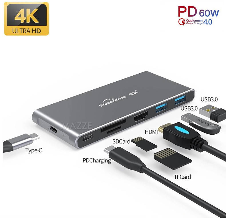 USB-хаб 7-в-1 Type-C to 4K HDMI + 2хUSB 3.0 + TF/SD Card Reader + Type-C + PD 100 Вт + case M.2 (NGFF) до 2 ТБ
USB-хаб 7-в-1 Type-C to 4K HDMI + 2хUSB 3.0 + TF/SD Card Reader + Type-C + PD 100 Вт + case M.2 (NGFF) до 2 ТБ