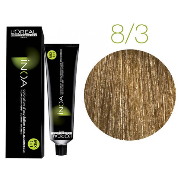 Крем-краска для волос L'Oreal Professionnel INOA Mix 1+1 №8/3 Светлый блонд золотистый 60 мл
Крем-краска для волос L'Oreal Professionnel INOA Mix 1+1 №8/3 Светлый блонд золотистый 60 мл