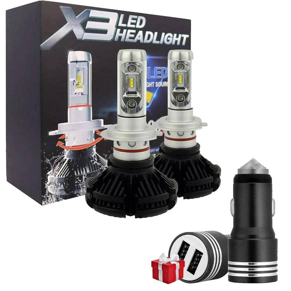 Автомобильные светодиодные лампы Led H4 X3 с охлаждением + Подарок Зарядное устройство / Лед лампа в фары
Автомобильные светодиодные лампы Led H4 X3 с охлаждением + Подарок Зарядное устройство / Лед лампа в фары