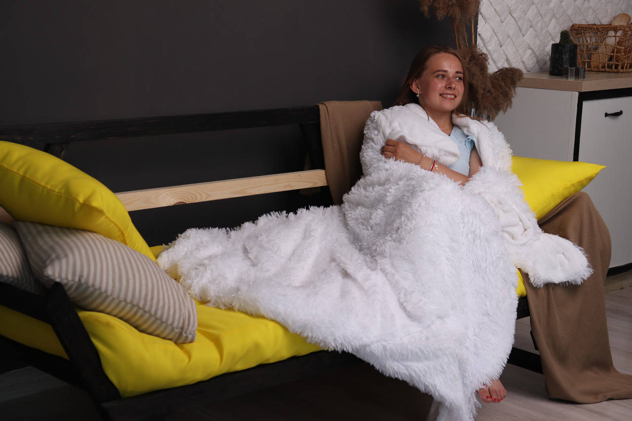 Плед покрывало травка Белый Евро 
Плед покрывало травка Белый Евро