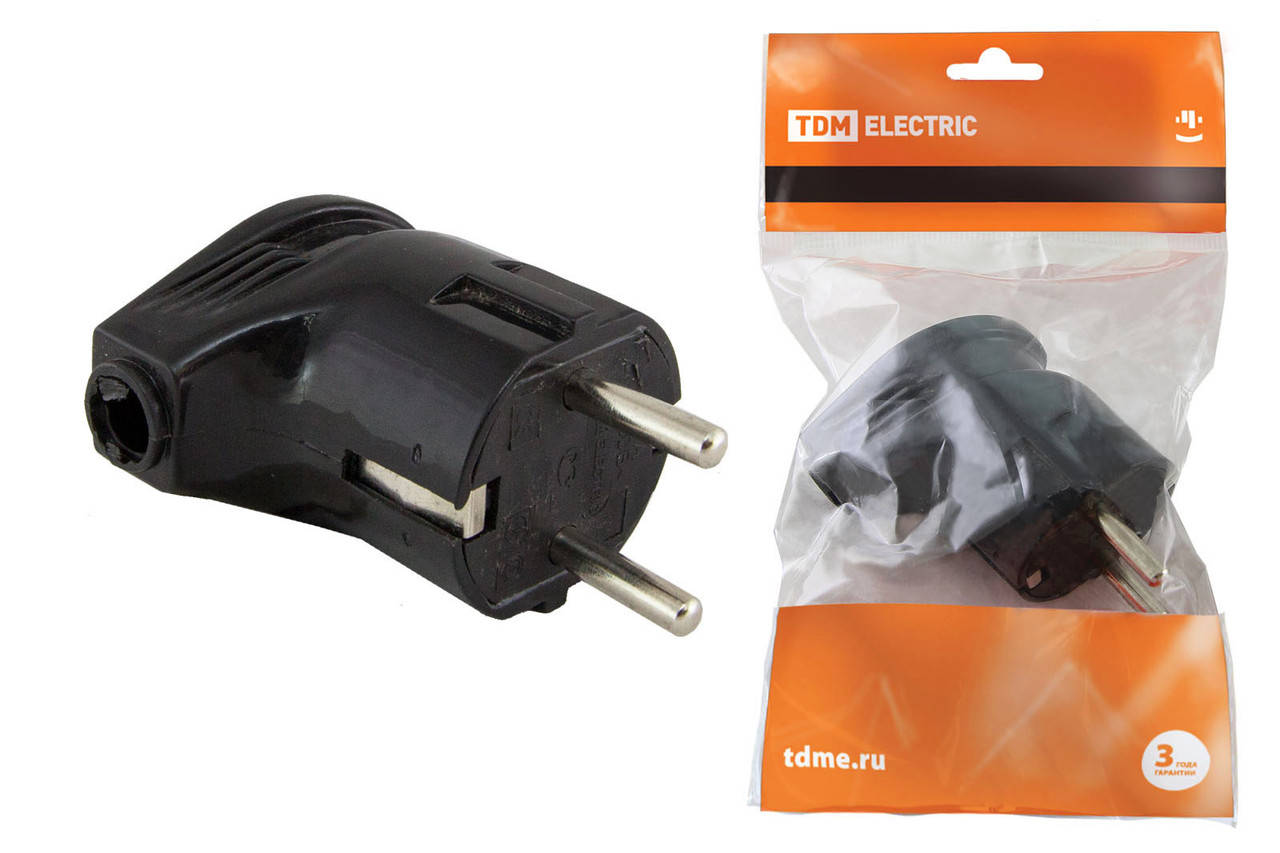 Вилка угловая с/з черная 16А 250В TDM
Вилка угловая с/з черная 16А 250В TDM