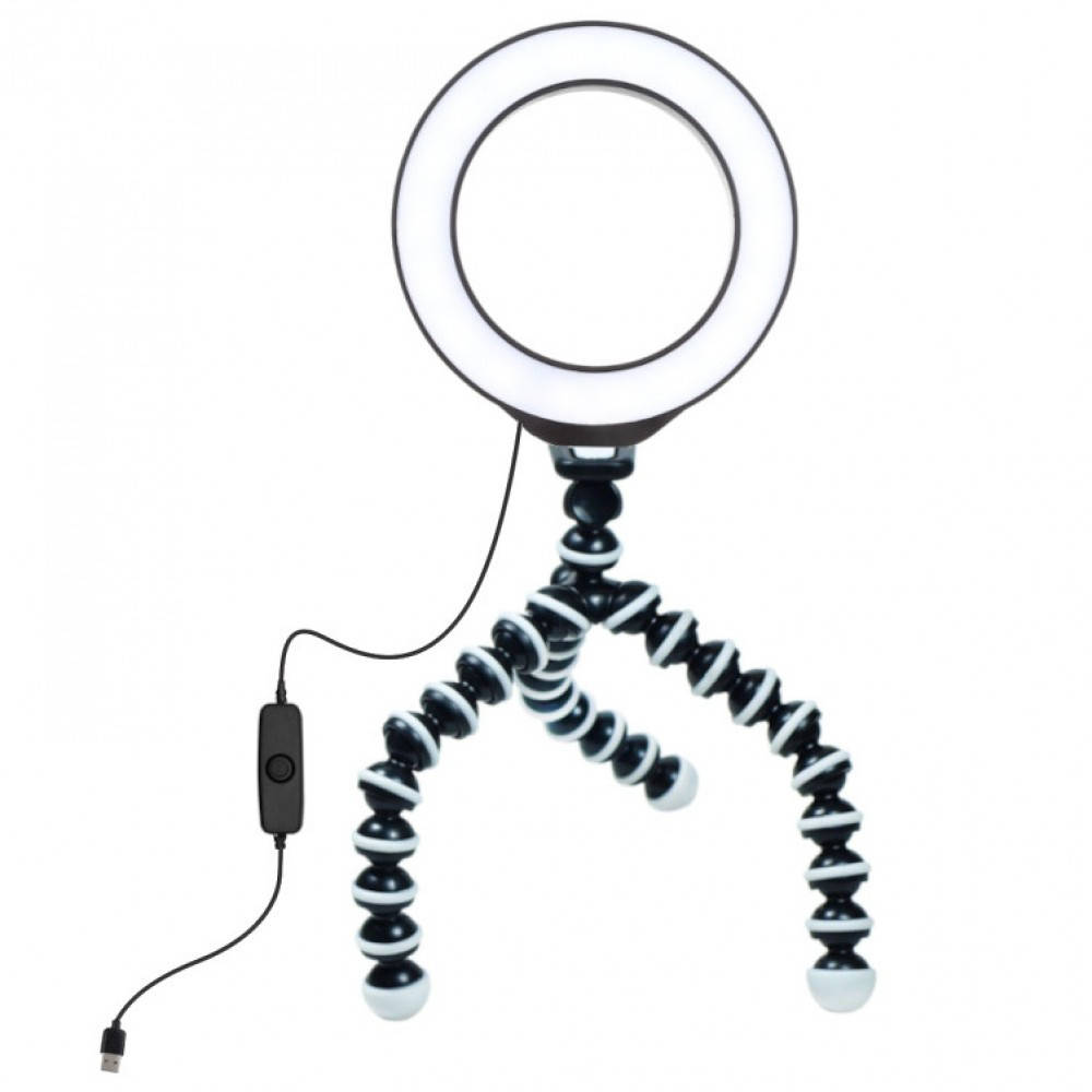 Кольцевая лампа настольная для конференции на штативе осьминог Puluz PU421BТ