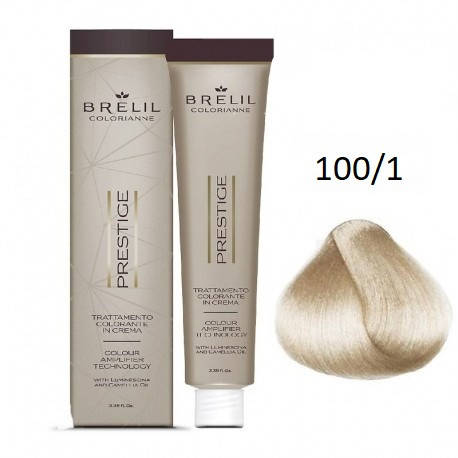 Краска для волос Brelil Colorianne Prestige 100/1 суперосветлитель пепельная платина 100 мл
Краска для волос Brelil Colorianne Prestige 100/1 суперосветлитель пепельная платина 100 мл