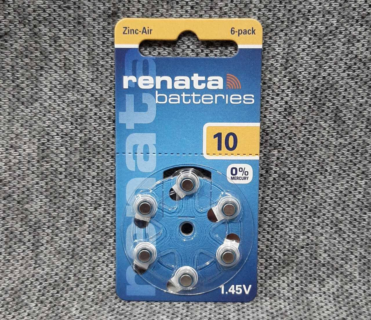 Батарейки renata ZA10 для слуховых аппаратов
Батарейки renata ZA10 для слуховых аппаратов