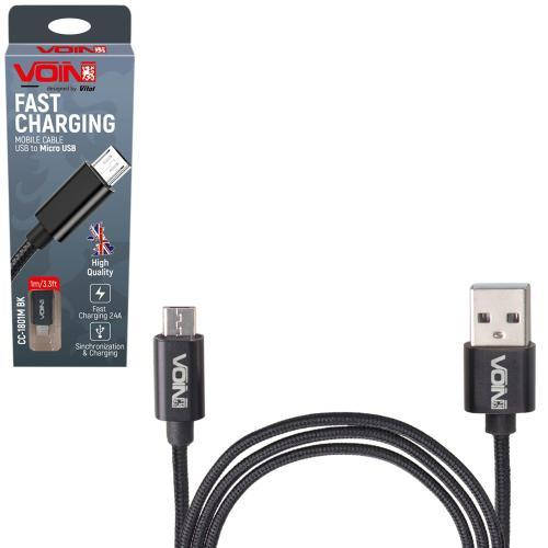 Кабель VOIN CC-1801M BK, USB - Micro USB 3А, 1m, black (быстрая зарядка/передача данных) (CC-1801M BK), Черный
Кабель VOIN CC-1801M BK, USB - Micro USB 3А, 1m, black (быстрая зарядка/передача данных) (CC-1801M BK), Черный