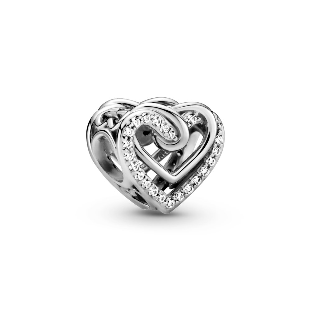 Серебряный шарм Pandora "Блестящие переплетенные сердца" 799270C01 
Серебряный шарм Pandora "Блестящие переплетенные сердца" 799270C01