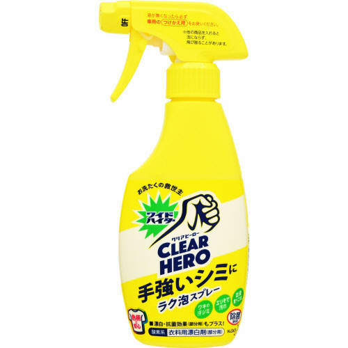 KAO Wide Higher CLEARHERO Easy Foam Spray кислородный отбеливатель для белых и цветных тканей 300 мл
KAO Wide Higher CLEARHERO Easy Foam Spray кислородный отбеливатель для белых и цветных тканей 300 мл
