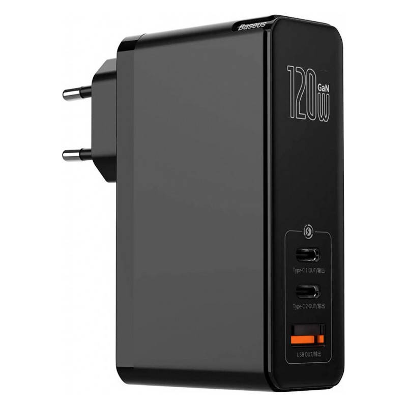 Сетевое зарядное устройство Baseus GaN Mini Quick Charger 120W (2 Type-C + USB) + Cable Type-C to Type-C 5A, Черный
Сетевое зарядное устройство Baseus GaN Mini Quick Charger 120W (2 Type-C + USB) + Cable Type-C to Type-C 5A, Черный