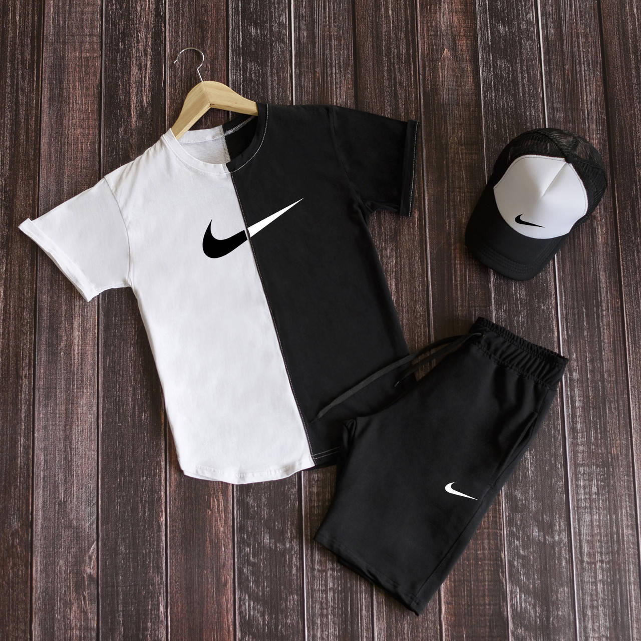 Футболка + Шорты + Кепка Комплект мужской летний NIKE Double бело-черный | Спортивный костюм Найк ТОП качества
Футболка + Шорты + Кепка Комплект мужской летний NIKE Double бело-черный | Спортивный костюм Найк ТОП качества