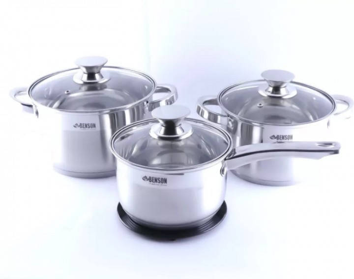 Набор кухонной ПОСУДЫ (кастрюль) BENSON 243 с крышками. Кастрюли (2 шт) из нержавеющей стали + Ковш (Сотейник), Белый
Набор кухонной ПОСУДЫ (кастрюль) BENSON 243 с крышками. Кастрюли (2 шт) из нержавеющей стали + Ковш (Сотейник), Белый