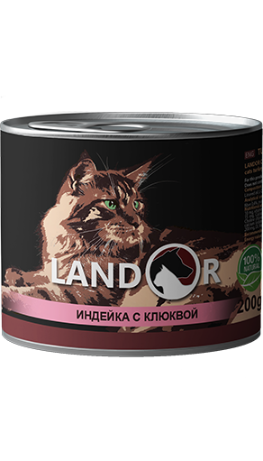 Влажный корм для стерилизованных кошек с индейкой и клюквой Landor TURKEY WITH CRANBERRIES FOR CATS, 200 г
Влажный корм для стерилизованных кошек с индейкой и клюквой Landor TURKEY WITH CRANBERRIES FOR CATS, 200 г