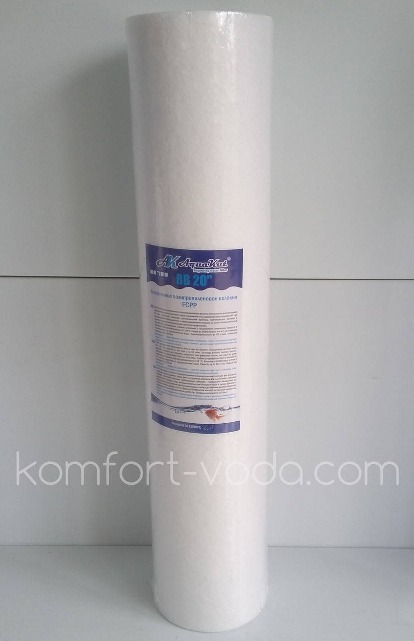 Картридж из полипропилена AquaKut FCPP ВВ20" 5мкм 
Картридж из полипропилена AquaKut FCPP ВВ20" 5мкм