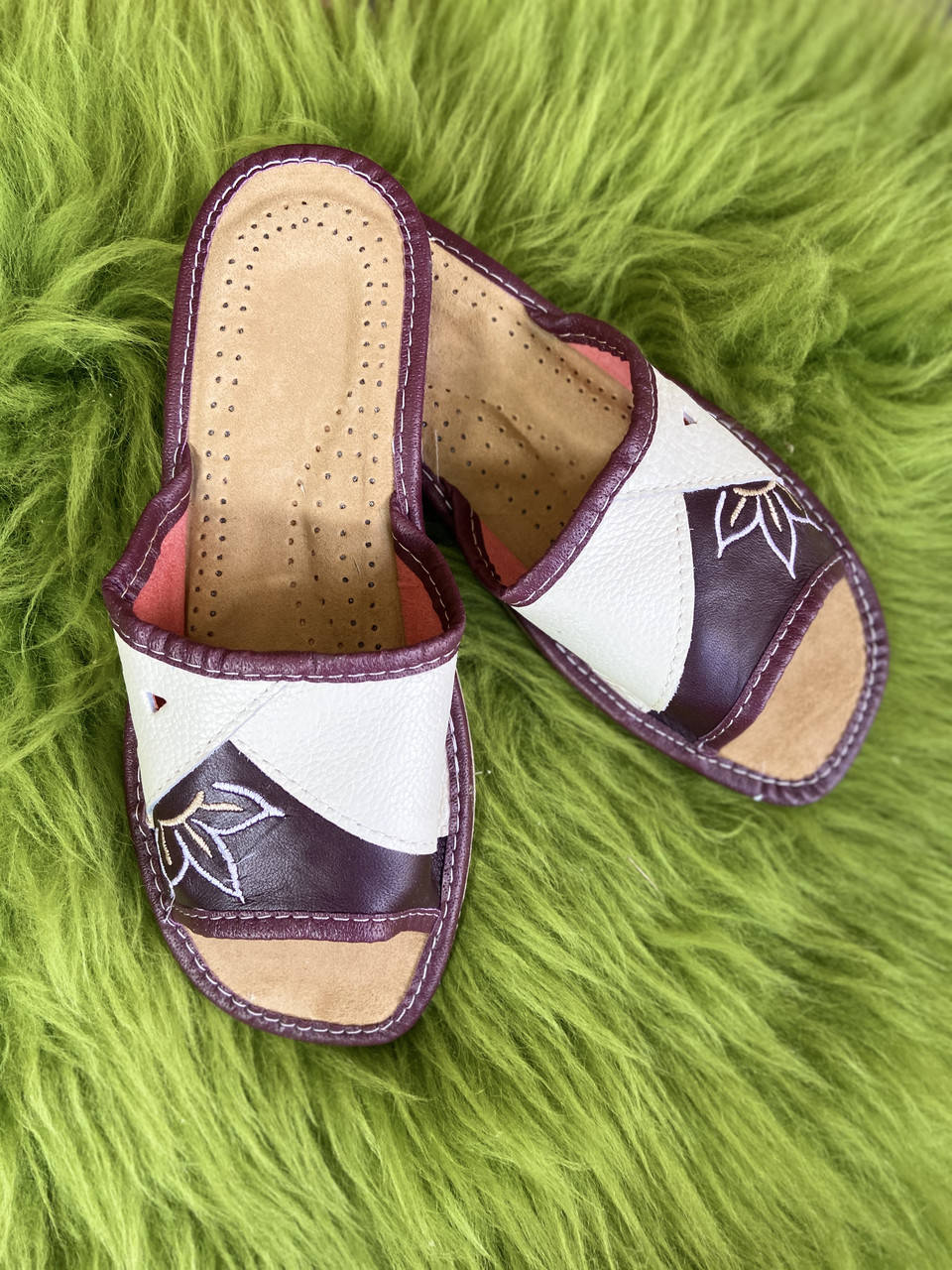 Домашні шкіряні капці жіночі 39, Бордовый 
Домашні шкіряні капці жіночі 39, Бордовый