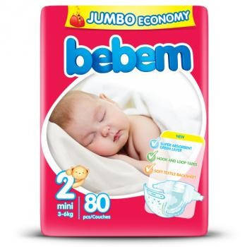 Подгузники одноразовые детские Bebem 2 Mini Jumbo Pack (3-6 кг) 80 шт (8690536803903), Белый
Подгузники одноразовые детские Bebem 2 Mini Jumbo Pack (3-6 кг) 80 шт (8690536803903), Белый