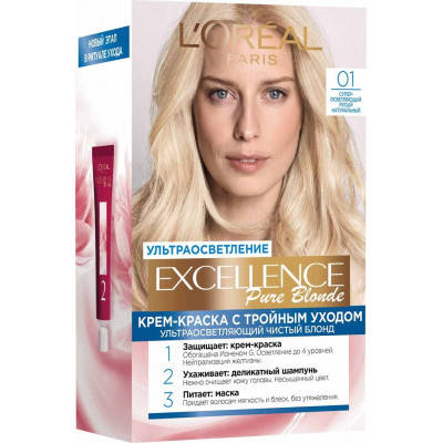 Краска для волос L'Oreal Paris Excellence 01 Супер-осветляющий русый натуральный (3600523781140) (код 1331991)
Краска для волос L'Oreal Paris Excellence 01 Супер-осветляющий русый натуральный (3600523781140) (код 1331991)