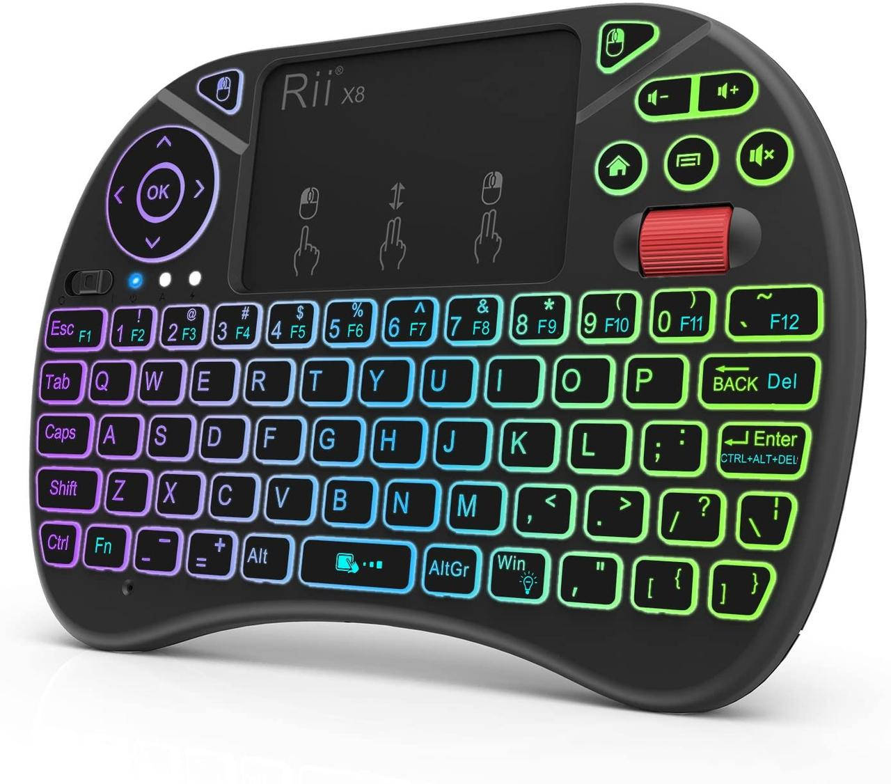 RII X8 Riitek беспроводная клавиатура с тачпадом и подсветкой с русской раскладной, Черный
RII X8 Riitek беспроводная клавиатура с тачпадом и подсветкой с русской раскладной, Черный