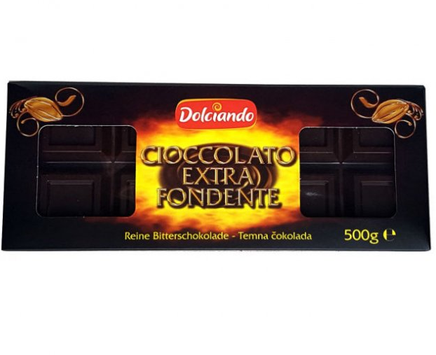 Черный шоколад Dolciando Cioccolato Extra Fondente , 500г 
Черный шоколад Dolciando Cioccolato Extra Fondente , 500г
