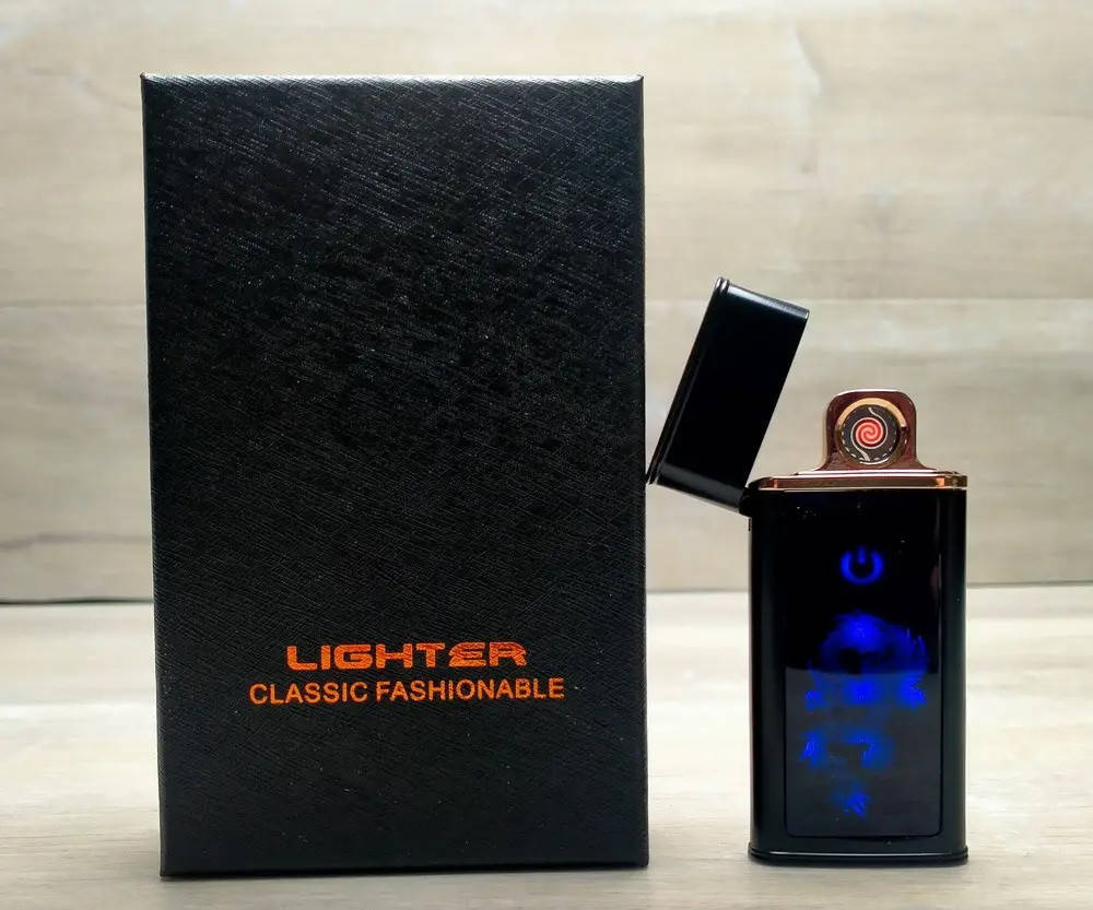 USB зажигалка спиральная с сенсорной кнопкой включения, рисунком и индикатором зарядки TK-003
USB зажигалка спиральная с сенсорной кнопкой включения, рисунком и индикатором зарядки TK-003