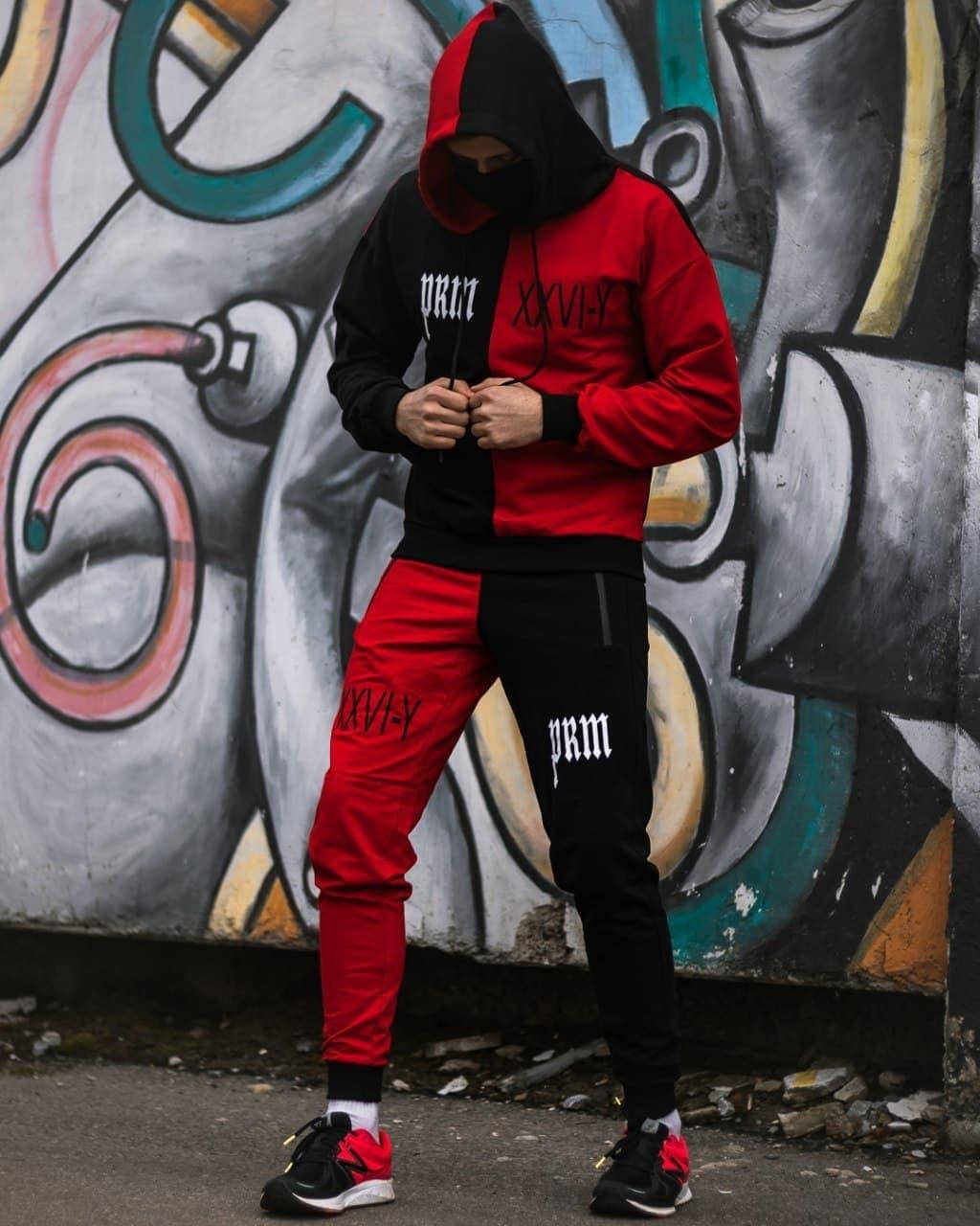 Костюм весенний мужской двунитка красно-черный sad smile КАЧЕСТВО ТОП!!, Красный 
Костюм весенний мужской двунитка красно-черный sad smile КАЧЕСТВО ТОП!!, Красный