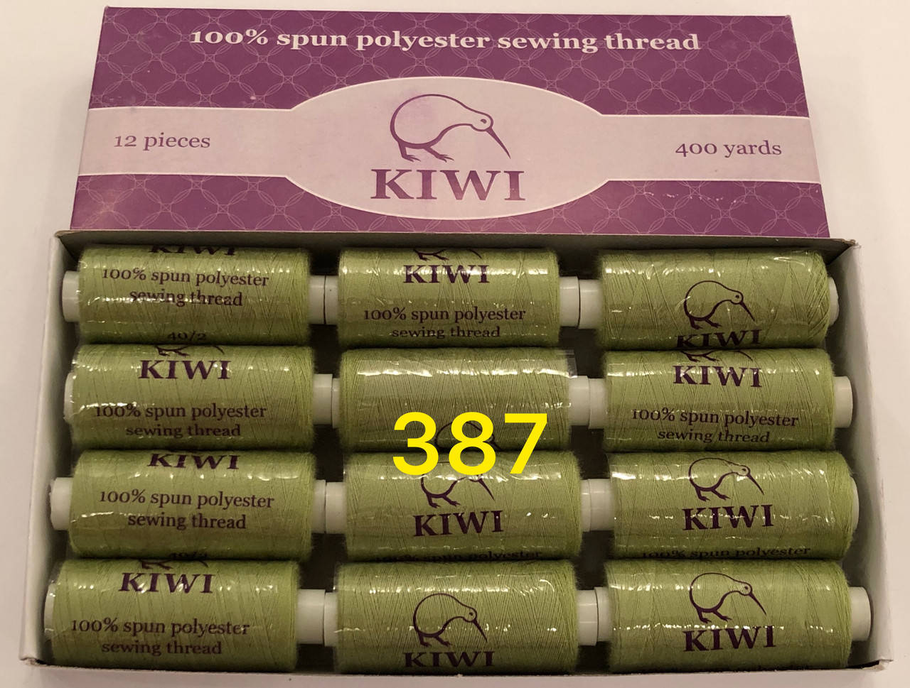 Швейные нитки 40/2 387тон полиэстер Kiwi Киви 400ярдов
Швейные нитки 40/2 387тон полиэстер Kiwi Киви 400ярдов