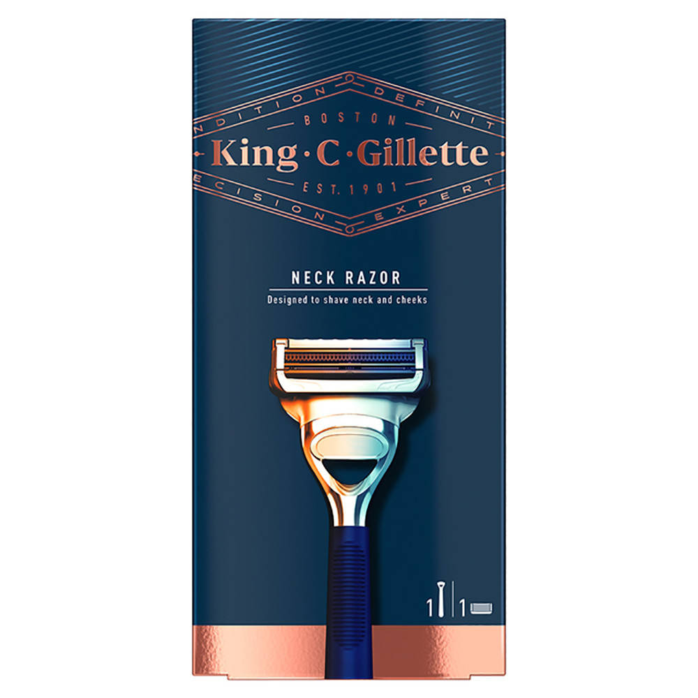Станок с 1 сменной кассетой для чувствительных участков King C. Gillette Neck Razor (7702018544615), Синий
Станок с 1 сменной кассетой для чувствительных участков King C. Gillette Neck Razor (7702018544615), Синий
