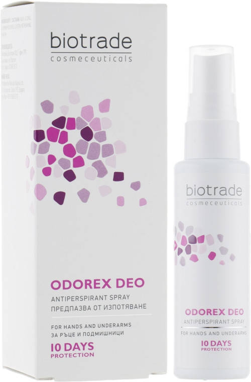 Антиперспірант-спрей тривалої дії «До 10 днів без поту і запаху» Biotrade Odorex Deo Antiperspirant Spray
Антиперспірант-спрей тривалої дії «До 10 днів без поту і запаху» Biotrade Odorex Deo Antiperspirant Spray