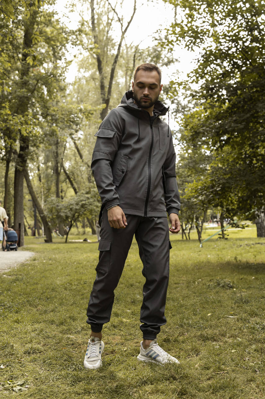 Мужской весенний серый спортивный костюм Softshell толстовка и штаны с карманами M, Темно-серый
Мужской весенний серый спортивный костюм Softshell толстовка и штаны с карманами M, Темно-серый