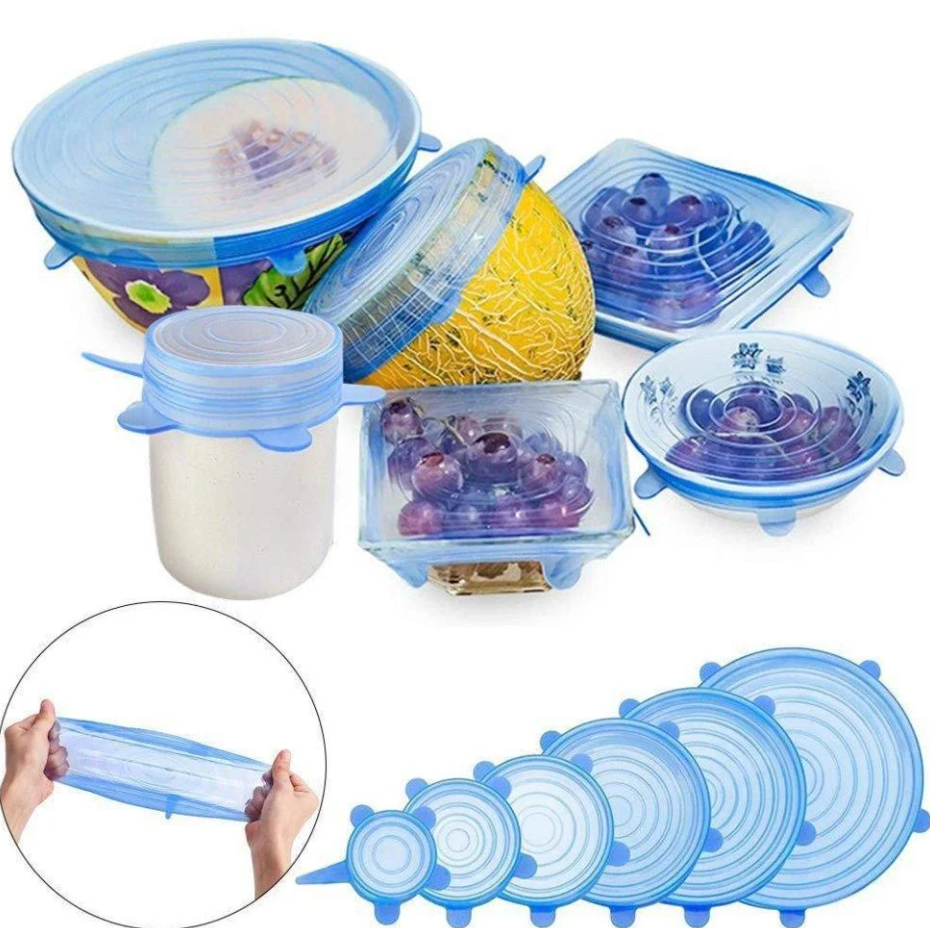 Набор многоразовых силиконовых крышек для посуды 6 штук Super Stretch SILICONE Lids, Синий
Набор многоразовых силиконовых крышек для посуды 6 штук Super Stretch SILICONE Lids, Синий