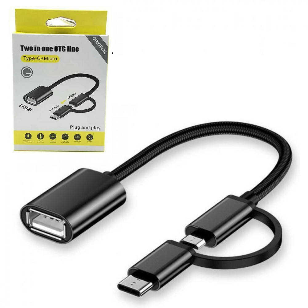 Переходник 2в1 с OTG USB 3.0 на Type-C/MicroUSB GP-91 / Универсальный OTG адаптер / Переходник для флешки, Черный
Переходник 2в1 с OTG USB 3.0 на Type-C/MicroUSB GP-91 / Универсальный OTG адаптер / Переходник для флешки, Черный