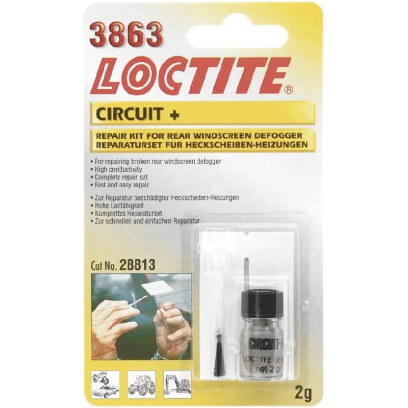 Набор ремонтный Loctite MR 3863 для ремонта нитей обогрева заднего стекла токопроводящий клей с трафаретом
Набор ремонтный Loctite MR 3863 для ремонта нитей обогрева заднего стекла токопроводящий клей с трафаретом