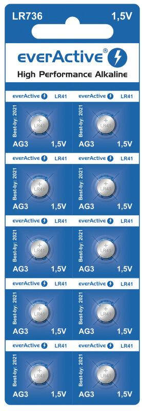 Батарейка щелочная everActive LR736 (LR41/G3), 1.5V, блистер 10шт разрывной, цена за блистер
Батарейка щелочная everActive LR736 (LR41/G3), 1.5V, блистер 10шт разрывной, цена за блистер