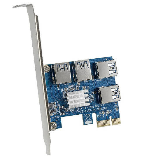 Плата расширения райзеров PCI-E x1-x16 to 4 PCI-E USB 3.0 адаптер расширения riser card PCI-E 1 to 4
Плата расширения райзеров PCI-E x1-x16 to 4 PCI-E USB 3.0 адаптер расширения riser card PCI-E 1 to 4