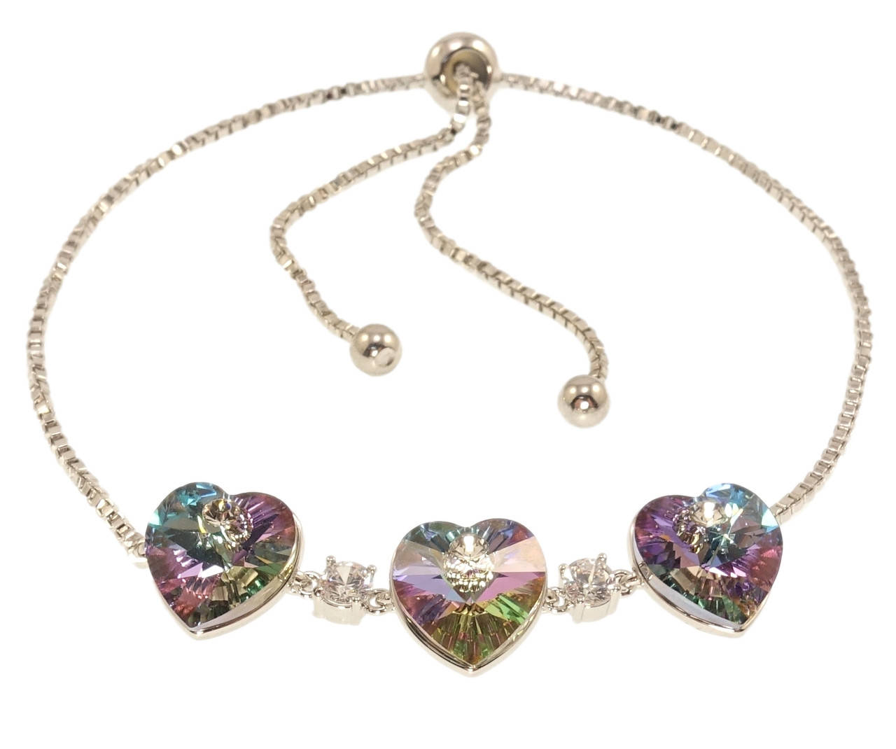 Браслет Xuping Родий с кр-ми Swarovski "Три сердечка Paradise Shine на цепочке" на бегунке 12-28см х 2мм
Браслет Xuping Родий с кр-ми Swarovski "Три сердечка Paradise Shine на цепочке" на бегунке 12-28см х 2мм