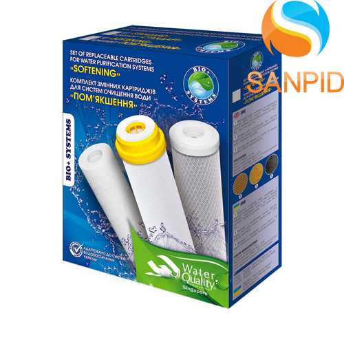 Комплект картриджей для систем очистки "Умягчение" (PP, GAC, CTO)
Комплект картриджей для систем очистки "Умягчение" (PP, GAC, CTO)