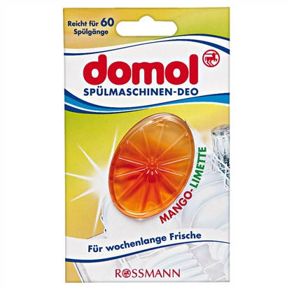 Domol Spülmaschinen-Deo Mango-Limette - Ароматизатор-нейтрализатор запахов Манго и Лайм, 1 шт
Domol Spülmaschinen-Deo Mango-Limette - Ароматизатор-нейтрализатор запахов Манго и Лайм, 1 шт
