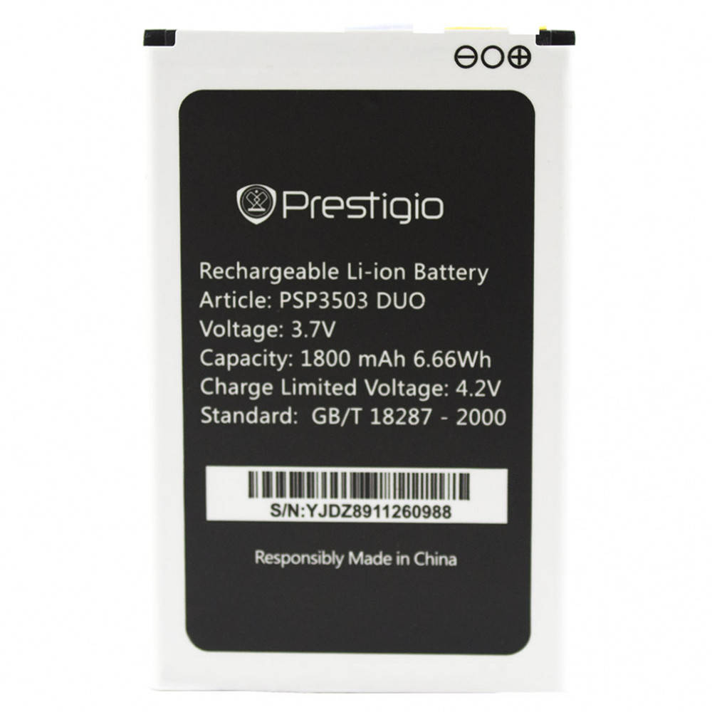 Аккумулятор PSP3503 для Prestigio MultiPhone 3503 Wize C3, 3505, 3509, 3519 (Original) 1800Mah 
Аккумулятор PSP3503 для Prestigio MultiPhone 3503 Wize C3, 3505, 3509, 3519 (Original) 1800Mah