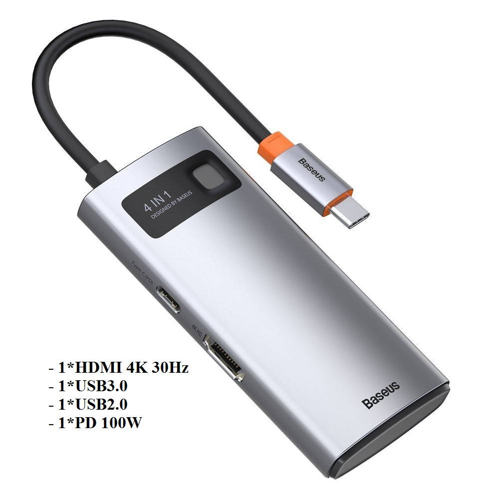 USB Type-C хаб Baseus Metal Gleam 4-in-1 100W USB3.0 USB2.0 HDMI Type-C Gray (CAHUB-CY0G)
USB Type-C хаб Baseus Metal Gleam 4-in-1 100W USB3.0 USB2.0 HDMI Type-C Gray (CAHUB-CY0G)