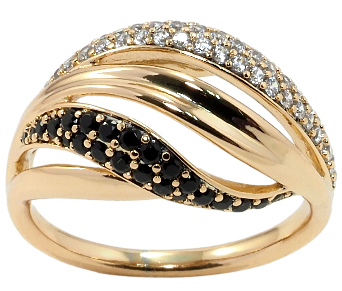 Кольцо Xuping Позолота 18K "Инкрустация черно-белым цирконием" р.17,18.5 
Кольцо Xuping Позолота 18K "Инкрустация черно-белым цирконием" р.17,18.5