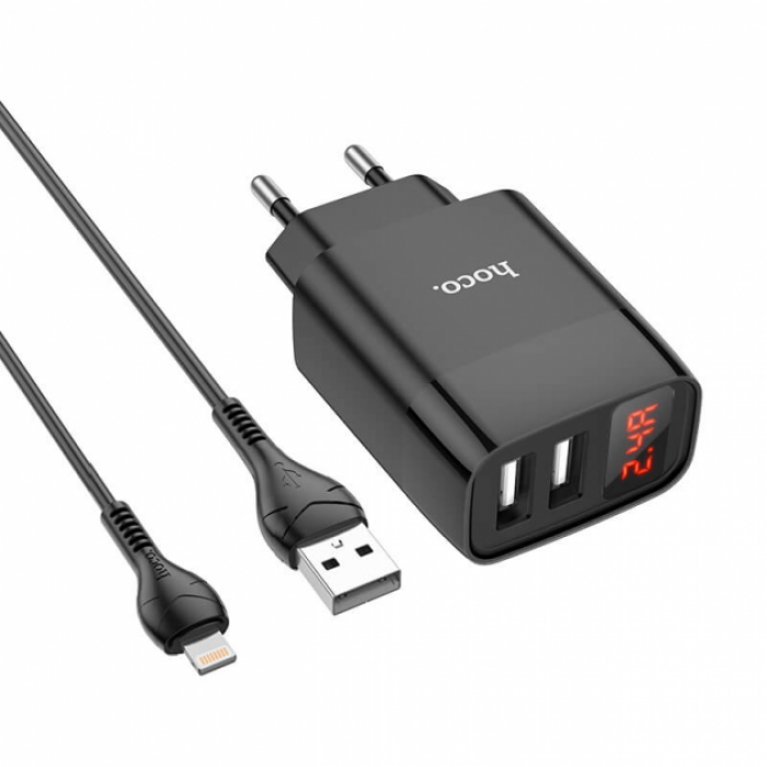 Зарядное устройство 220В 2 USB с кабелем USB - Lightning Hoco C86A Illustrious с экраном Чёрный, Черный
Зарядное устройство 220В 2 USB с кабелем USB - Lightning Hoco C86A Illustrious с экраном Чёрный, Черный