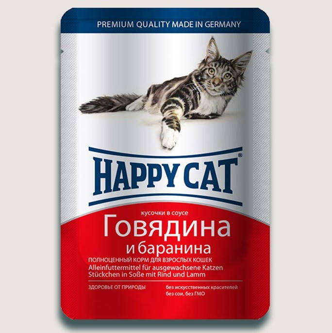 Влажный корм для кошек Happy Cat Хеппи Кет говядина и баранина кусочки в соусе 100 гр
Влажный корм для кошек Happy Cat Хеппи Кет говядина и баранина кусочки в соусе 100 гр