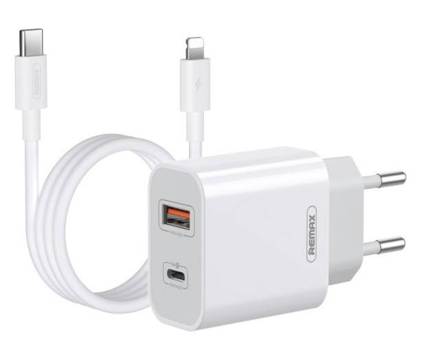 Сетевое зарядное устройство Remax Surie 20W PD+QC + кабель Type-C/Lightning 1M Белый (RP-U68)
Сетевое зарядное устройство Remax Surie 20W PD+QC + кабель Type-C/Lightning 1M Белый (RP-U68)