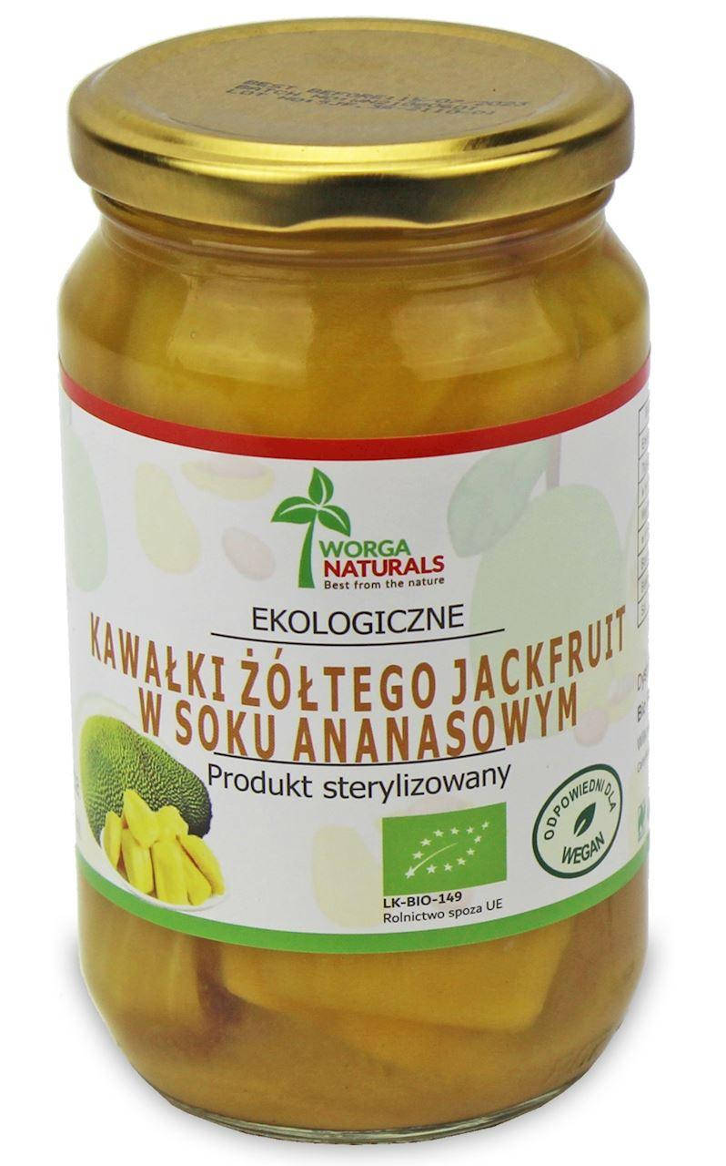 Жовті шматочки джекфруту в ананасовому соку WORGA NATURALS, 350г (200г) 
Жовті шматочки джекфруту в ананасовому соку WORGA NATURALS, 350г (200г)