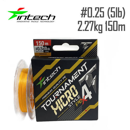 Шнур плетеный Intech Tournament Micro Style PE X4 150m #0.25 (5lb / 2.27kg), Оранжевый
Шнур плетеный Intech Tournament Micro Style PE X4 150m #0.25 (5lb / 2.27kg), Оранжевый