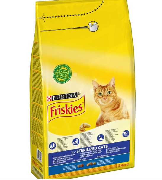 Сухой корм для кастрированных котов и стерилизованных кошек Purina Friskies Sterile с лососем и овощами 10кг
Сухой корм для кастрированных котов и стерилизованных кошек Purina Friskies Sterile с лососем и овощами 10кг